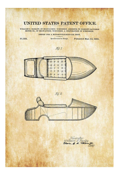 Harley Side Car Patent - Patent Print, Wall Decor, Motorcycle Decor, Harley Davidson Art, Harley  Patent, Harley Bike, Motorcycle Sidecar