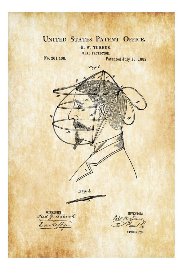 Head  Protector Patent - Patent Print, Wall Decor, Baseball Art, Baseball Patent, Baseball Gift, Catcher Mask, Umpire Mask