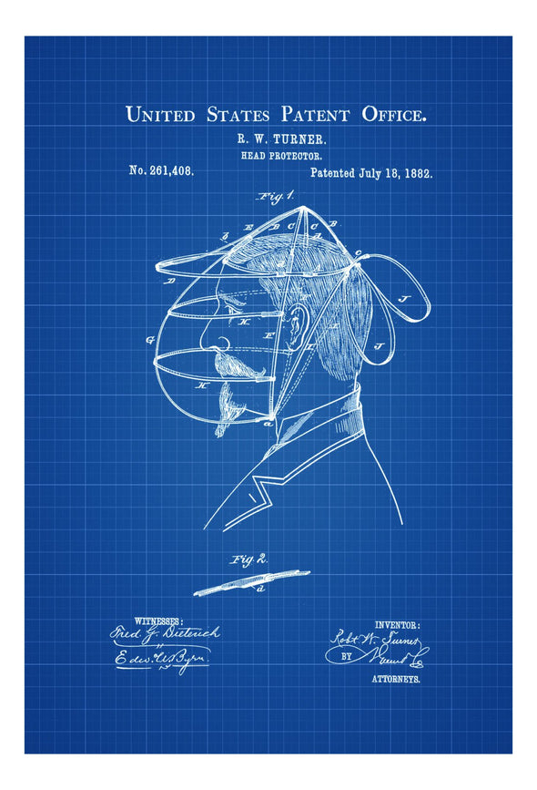 Head  Protector Patent - Patent Print, Wall Decor, Baseball Art, Baseball Patent, Baseball Gift, Catcher Mask, Umpire Mask