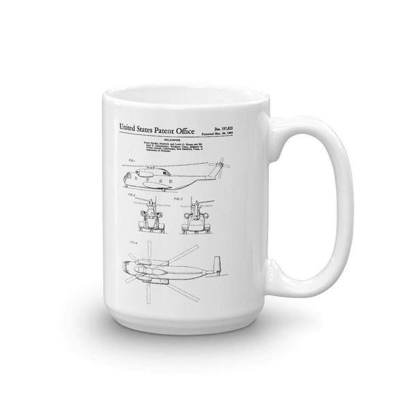 Helicopter Design Patent Mug 1964 - Aviation Mug, Patent Mug, Helicopter Patent, Helicopter Mug, Pilot Gift, Chopper Mug, Pilot Mug Mug mypatentprints 