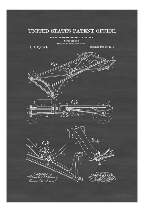 Henry Ford Automobile Patent 1911 - Patent Print, Wall Decor, Ford Blueprint, Ford Patent, Automobile Decor, Car Art, Automobile Blueprint Art Prints mypatentprints 