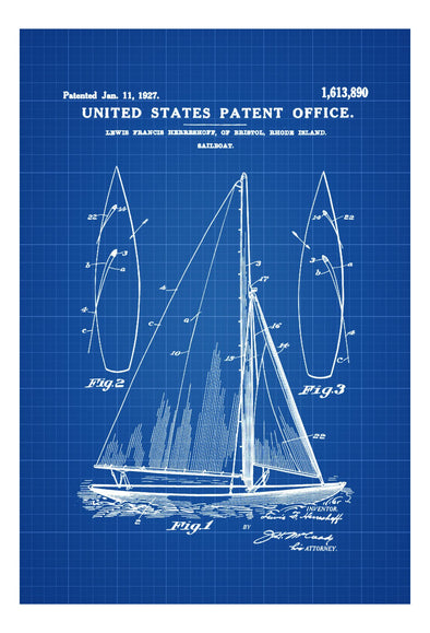 Herreshoff Sail Boat Patent Print - Vintage Sailboat, Boat Blueprint, Naval Art, Sailor Gift,  Nautical Decor, Sailboat, Sailboat Decor