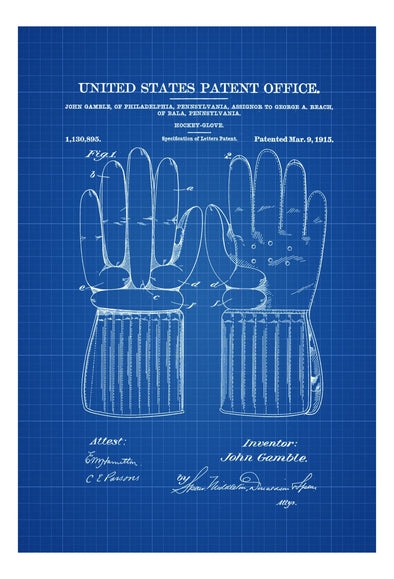 Hockey Glove Patent - Patent Print, Wall Decor, Hockey Art, Hockey Patent, Hockey Gift, Hockey Glove, Hockey Players mws_apo_generated mypatentprints Blueprint #MWS Options 1565435238 