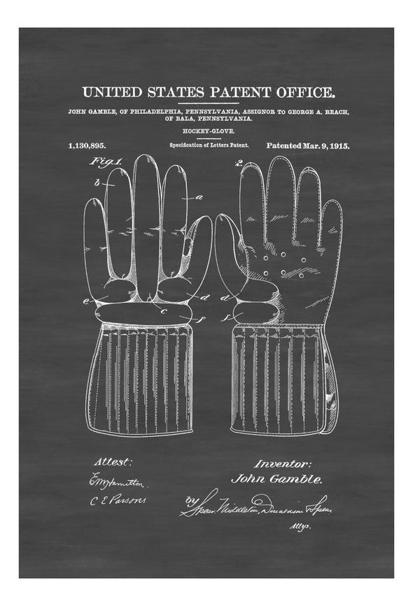 Hockey Glove Patent - Patent Print, Wall Decor, Hockey Art, Hockey Patent, Hockey Gift, Hockey Glove, Hockey Players