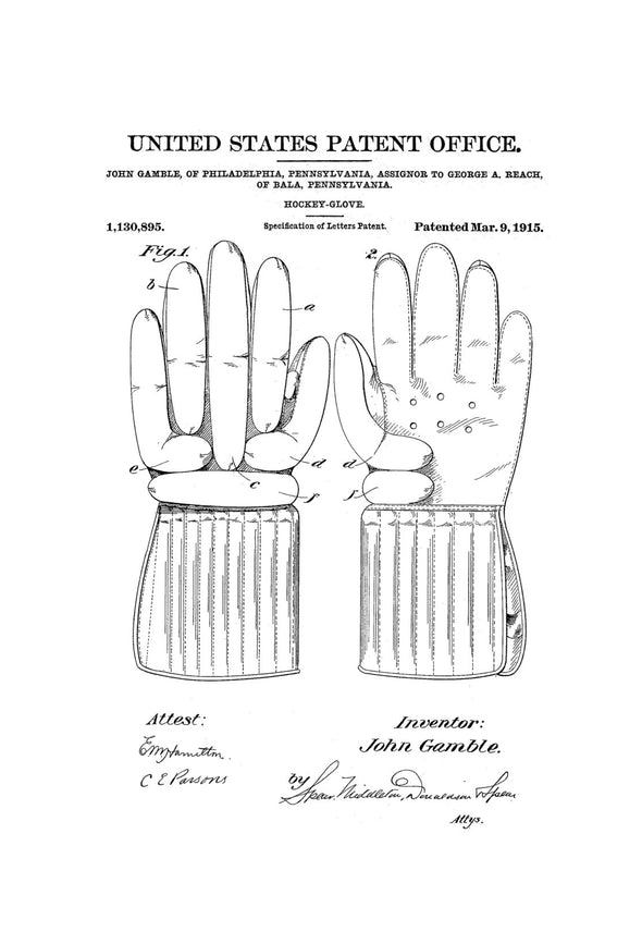 Hockey Glove Patent - Patent Print, Wall Decor, Hockey Art, Hockey Patent, Hockey Gift, Hockey Glove, Hockey Players