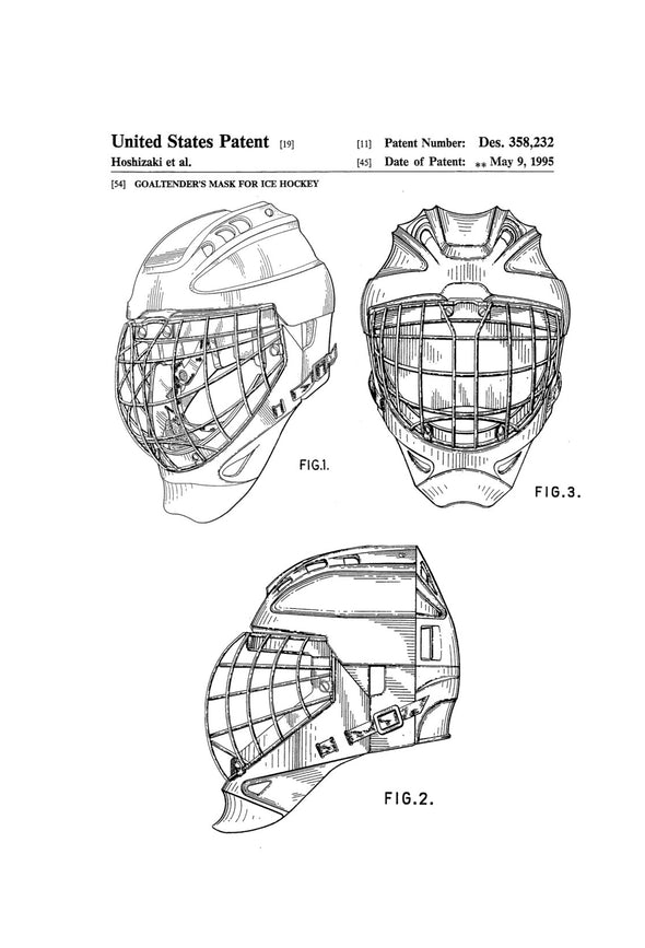 Hockey Goaltender Mask Patent - Patent Print, Wall Decor, Hockey Art, Hockey Patent, Hockey Gift, Goalie Mask, Hockey Mask