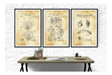 Horn Instrument Patent Collection of 3 Patent Prints - Music Poster, Music Art, Brass Instrument, Wind Instrument, Brass Instrument Patent Art Prints mypatentprints 10X15 Parchment 