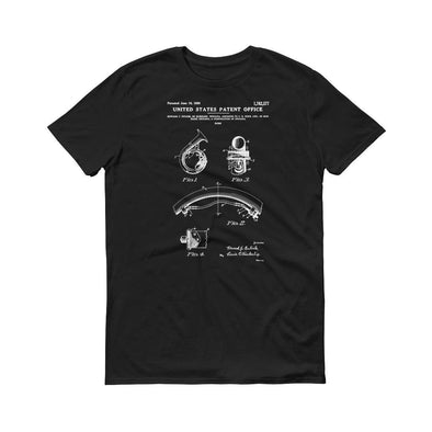 Horn Patent T-Shirt - Musician Shirt, Horn T-Shirt, Musician Gift, Band Director Gift, Wind Instrument Shirt, Brass Instrument Patent Shirts mypatentprints 3XL Black 