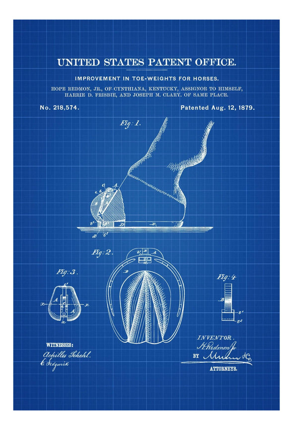 Horse Toe Weights - Patent Print, Wall Decor, Horse Art, Horse Decor, Equestrian Patent, Barn Art, Equestrian Decor, Farm Art, Horse Poster Art Prints mypatentprints 