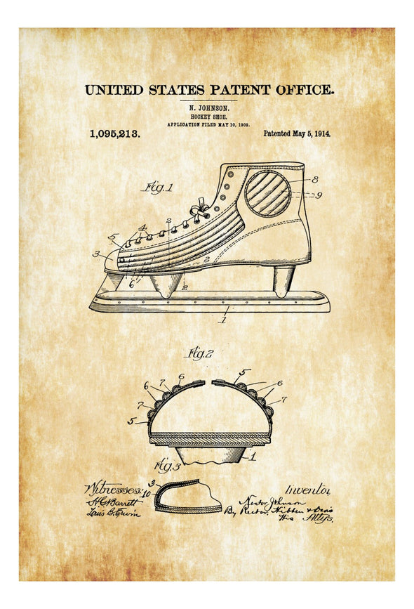 Ice Hockey Shoe Patent - Patent Print, Wall Decor, Hockey Art, Hockey Patent, Hockey Gift, Hockey Shoe, Hockey Blades, Ice Blades