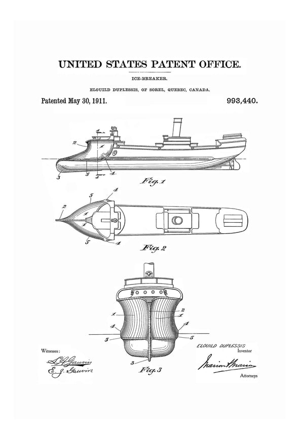 Icebreaker Patent - Patent Print, Vintage Nautical, Naval Art, Sailor Gift, Sailing Decor, Nautical Decor, Ship Decor, Boating Decor Art Prints mypatentprints 