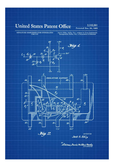 Integrated Circuit Patent 1963 - Patent Prints, Computer Decor, Vintage Computer, Geek Gift, Technology Patent mws_apo_generated mypatentprints Parchment #MWS Options 931179033 
