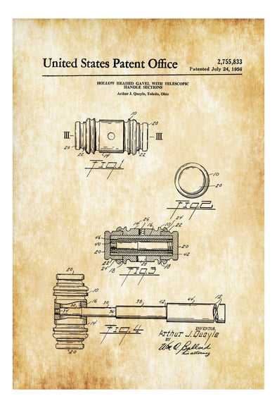 Judge&#39;s Gavel Patent Print - Decor, Law Firm Decor, Lawyer Gift, Patent Print, Wall Decor, Gavel Bluprint mws_apo_generated mypatentprints Blueprint #MWS Options 1103079962 