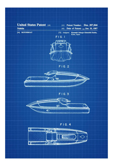 Kawasaki Jet Ski Patent - Patent Print, Wall Decor, Beach House Decor, Surf Art, Beach Decor, Lake House Decor