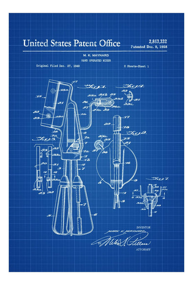 Kitchen Hand Mixer Patent - Kitchen Decor, Restaurant Decor, Bar Decor, Patent Print, Wall Decor, Mixer Patent, Hand Mixer mws_apo_generated mypatentprints Parchment #MWS Options 3381896484 