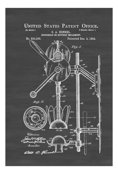 Kitchen Mixer Patent Print - Kitchen Decor, Restaurant Decor, Bar Decor, Patent Print, Wall Decor, Mixer Patent, Food Mixer