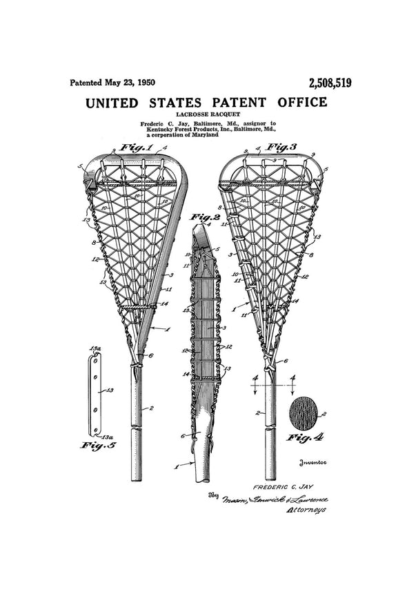 Lacrosse Racquet Patent - Patent Print, Wall Decor, Lacrosse Art, Lacrosse Gift, Lacrosse Mom, Lacrosse Stick, Sports Art