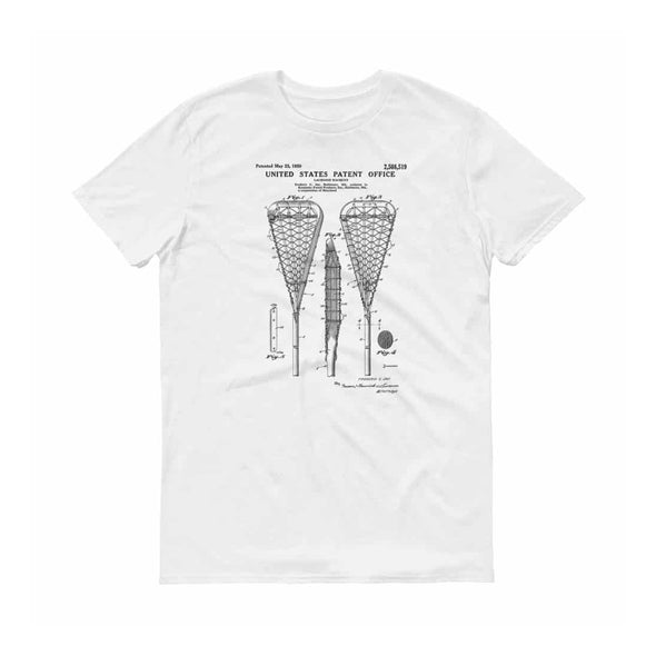 Lacrosse Racquet Patent T-Shirt - Lacrosse T-Shirt, Lacrosse Patent, Lacrosse Fan Gift, Lacrosse Shirt, Lacrosse Gift, Lacrosse Stick Shirts mypatentprints 