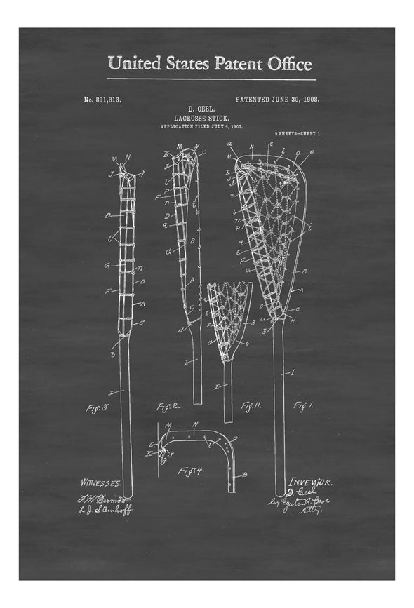 Lacrosse Stick Patent - Patent Print, Wall Decor, Lacrosse Art, Lacrosse Gift, Lacrosse Mom, Sports Art