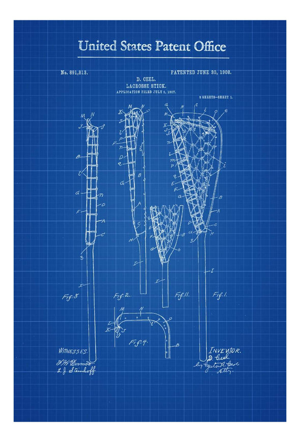 Lacrosse Stick Patent - Patent Print, Wall Decor, Lacrosse Art, Lacrosse Gift, Lacrosse Mom, Sports Art