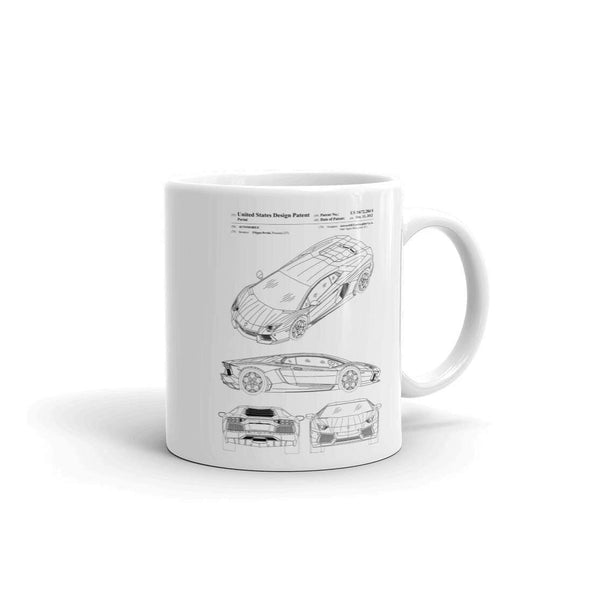 Lamborghini Patent Mug - Patent Mug, Lamborghini Mug, Car Mug, Sports Car, Lamborghini Aventador Patent, Aventador Mug Mug mypatentprints 