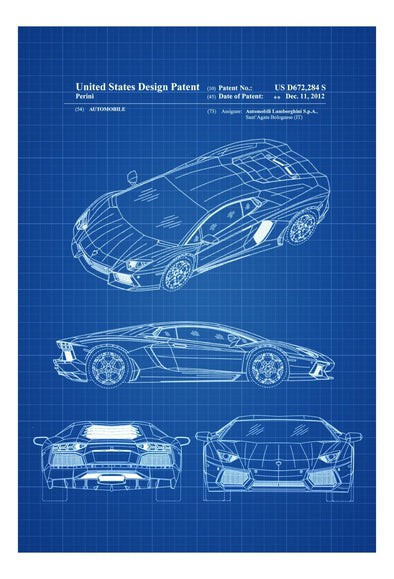 Lamborghini Patent - Patent Print, Wall Decor, Automobile Decor, Automobile Art, Lamborghini Aventador Patent, Lamborghini Blueprint mws_apo_generated mypatentprints Blueprint #MWS Options 62630415 