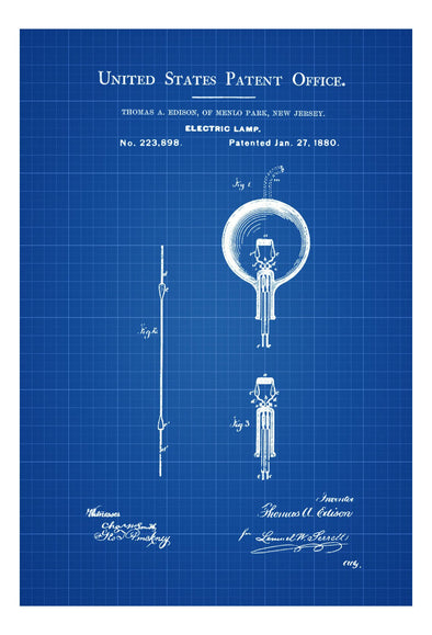 Light Bulb Patent Print - Decor, Kitchen Decor, Restaurant Decor, Patent Print, Wall Decor, Office Decor, Electrician Gift mws_apo_generated mypatentprints Blueprint #MWS Options 3345919056 