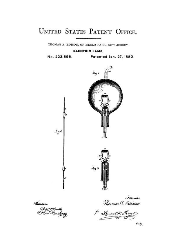 Light Bulb Patent Print - Decor, Kitchen Decor, Restaurant Decor, Patent Print, Wall Decor, Office Decor, Electrician Gift