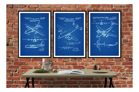 Lockheed Airplane Patent Prints Collection of 3 - Vintage Airplane Poster, Lockheed Airplane Blueprint, Pilot Gift, Aircraft Art Decor Art Prints mypatentprints 10X15 Parchment 