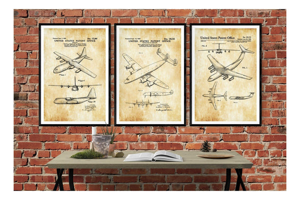 Lockheed Airplane Patent Prints Collection of 3 - Vintage Airplane Poster, Lockheed Airplane Blueprint, Pilot Gift, Aircraft Art Decor Art Prints mypatentprints 