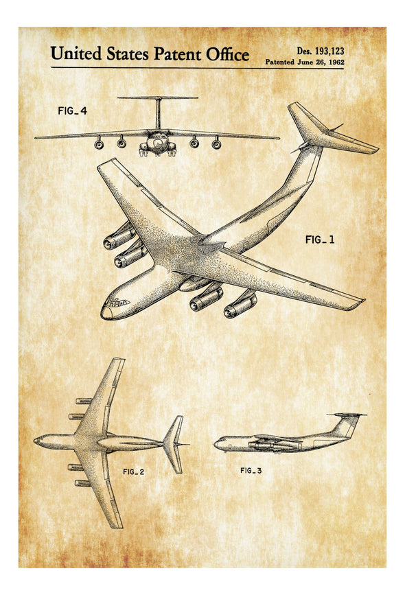 Lockheed C-141 Airplane Patent  - Airplane Blueprint, Pilot Gift, Aircraft Decor, Airplane Poster, Vintage Aviation Art, Airplane Art