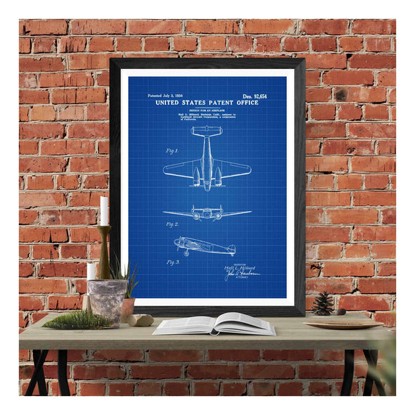 Lockheed Electra Plane Patent 1934 - Vintage Airplane, Airplane Blueprint, Airplane Art, Pilot Gift, Aircraft Decor, Lockheed Plane Poster Art Prints mypatentprints 10X15 Parchment 