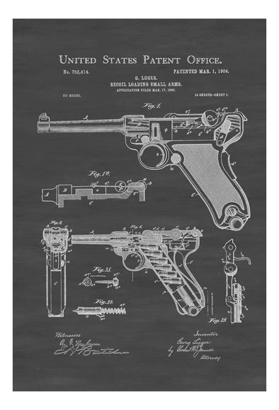 Luger Pistol Patent - Patent Print, Wall Decor, Gun Art, Firearm Art, Luger Patent, Pistol Patent, Pistole Parabellum 1908 mws_apo_generated mypatentprints Parchment #MWS Options 3773670710 