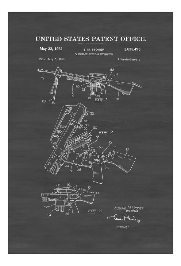 Machine Gun Patent 1962 - Patent Print, Gun Art, Firearm Art, Western Art, Gun Patent, Firearm Patent, Law Enforcement Gift, Cartridge Belt Art Prints mypatentprints 