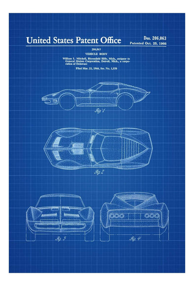Mako Shark Corvette Patent 1966 - Patent Print, Automobile Decor, Vintage Automobile Art, Classic Car, Vintage Corvette, Chevrolet Patent mws_apo_generated mypatentprints Chalkboard #MWS Options 3252725139 
