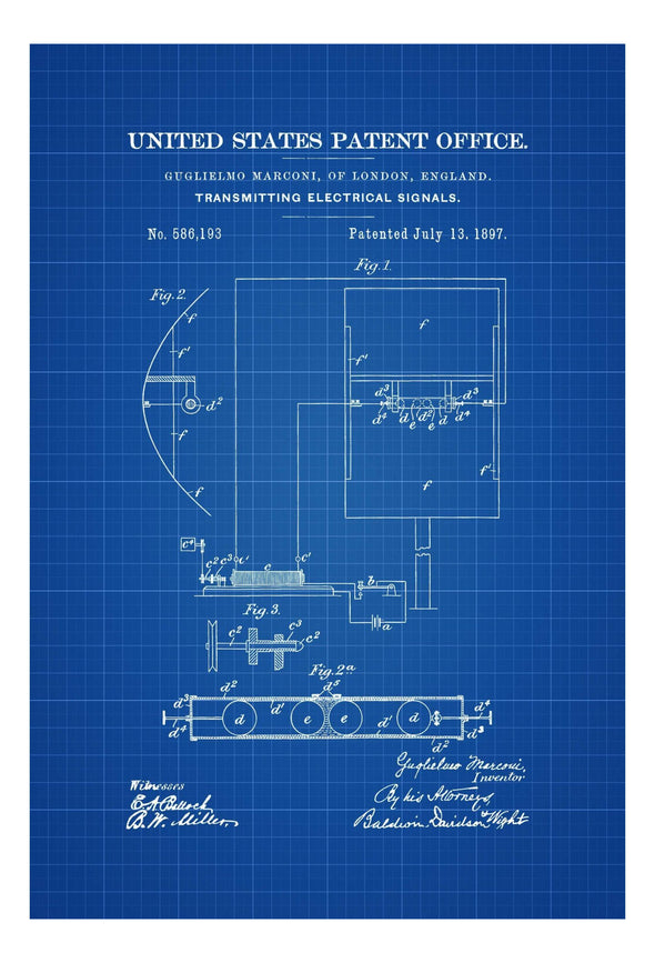 Marconi Radio Patent 1897 - Patent Prints, Computer Decor, Vintage Radio, Geek Gift, Technology Patent, Marconi Patent, Radio Decor Art Prints mypatentprints 10X15 Parchment 
