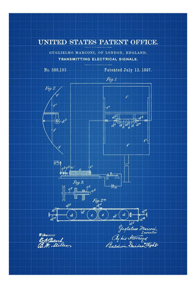 Marconi Radio Patent 1897 - Patent Prints, Computer Decor, Vintage Radio, Geek Gift, Technology Patent, Marconi Patent, Radio Decor mws_apo_generated mypatentprints Blueprint #MWS Options 1887217372 