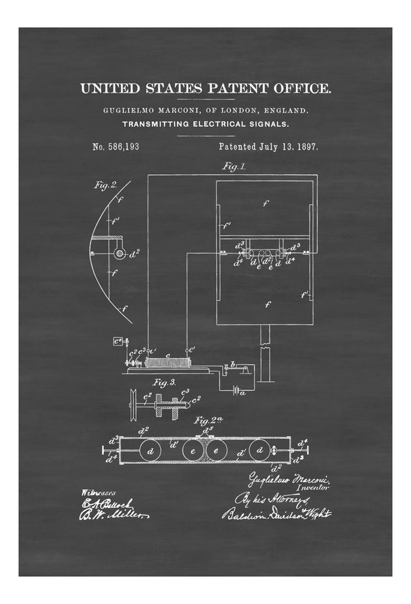 Marconi Radio Patent 1897 - Patent Prints, Computer Decor, Vintage Radio, Geek Gift, Technology Patent, Marconi Patent, Radio Decor Art Prints mypatentprints 