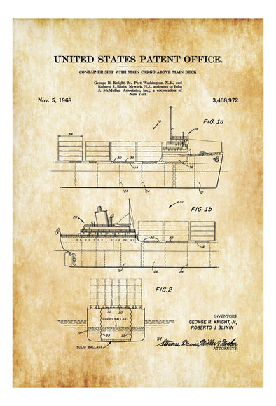 McMullen Container Ship Patent - Patent Print, Vintage Nautical, Shipyard Art, Sailor Gift, Sailing Decor, Nautical Decor, Boating Decor mws_apo_generated mypatentprints Blueprint #MWS Options 1221962270 