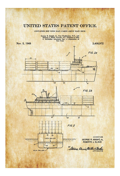 McMullen Container Ship Patent - Patent Print, Vintage Nautical, Shipyard Art, Sailor Gift, Sailing Decor, Nautical Decor, Boating Decor Art Prints mypatentprints 5X7 Blueprint 