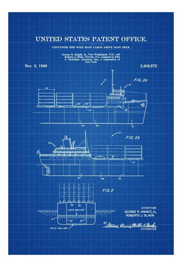 McMullen Container Ship Patent - Patent Print, Vintage Nautical, Shipyard Art, Sailor Gift, Sailing Decor, Nautical Decor, Boating Decor Art Prints mypatentprints 