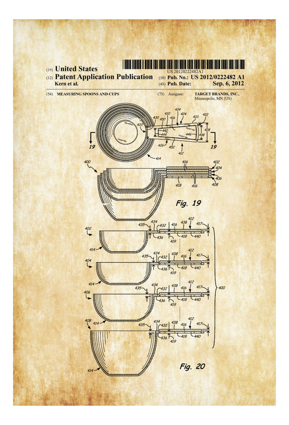 Measuring Cups Patent - Kitchen Decor, Restaurant Decor, Patent Print, Wall Decor, Baking Decor, Chef Gift, Cooking Patent, Cook Gift