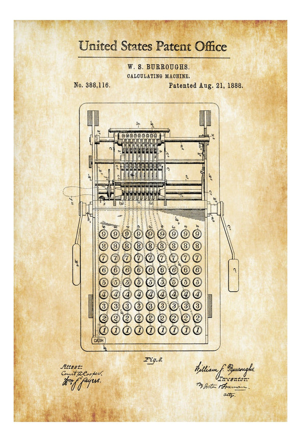 Mechanical Calculator Patent - Decor, Accountant Office Decor, CPA Gift,Accountant Gift, Patent Print, Calculator Patent mws_apo_generated mypatentprints Blueprint #MWS Options 2791025452 