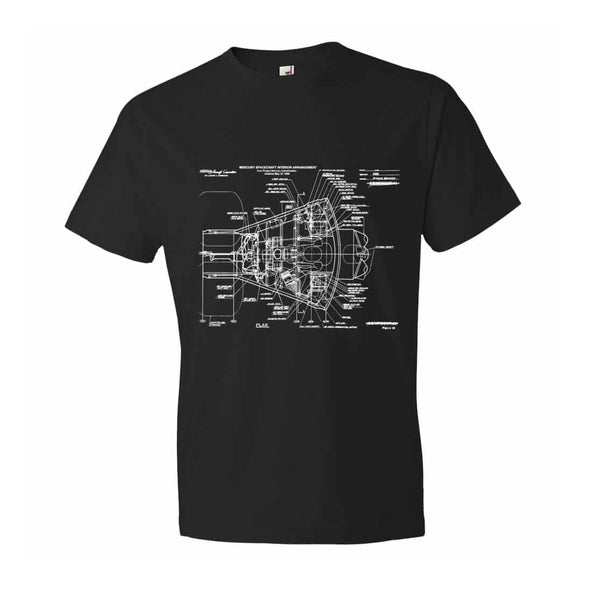Mercury Spacecraft Blueprint T Shirt - Patent Shirt, Space T-Shirt, Mercury Shirt, Spacecraft tshirt, Astronaut shirt, Rocket tshirt Shirts mypatentprints 