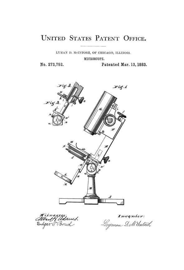 Microscope Patent - Patent Print, Wall Decor, Microscope Decor, Vintage Microscope , Old Microscope, Science Decor
