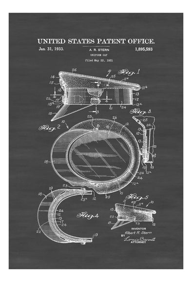 Military Uniform Cap Patent - Patent Print, Wall Decor, Military Decor, Military Uniform Patent, Military Gift, Military Cap Drawing mws_apo_generated mypatentprints Blueprint #MWS Options 316975641 
