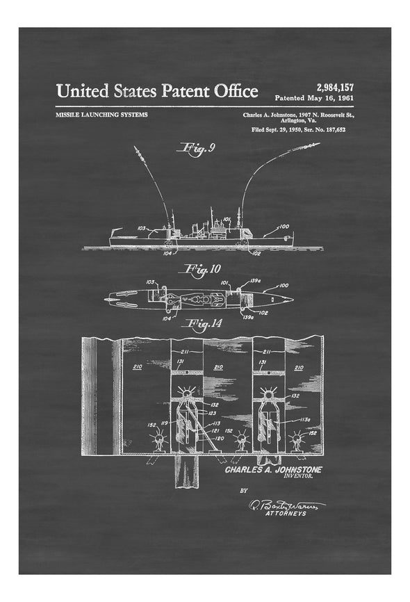 Missile Launching System Patent - Patent Print, Military Art, Navy Gift, Military Gift, Weapon Patent, Military Patent, Missile Patent Art Prints mypatentprints 