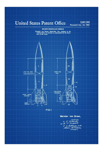 Missile Patent - Space Art, Space Poster, Space Program, Blueprint, Pilot Gift, Aircraft Decor, Rockets, Missiles, Space Exploration mws_apo_generated mypatentprints Blueprint #MWS Options 2675615491 