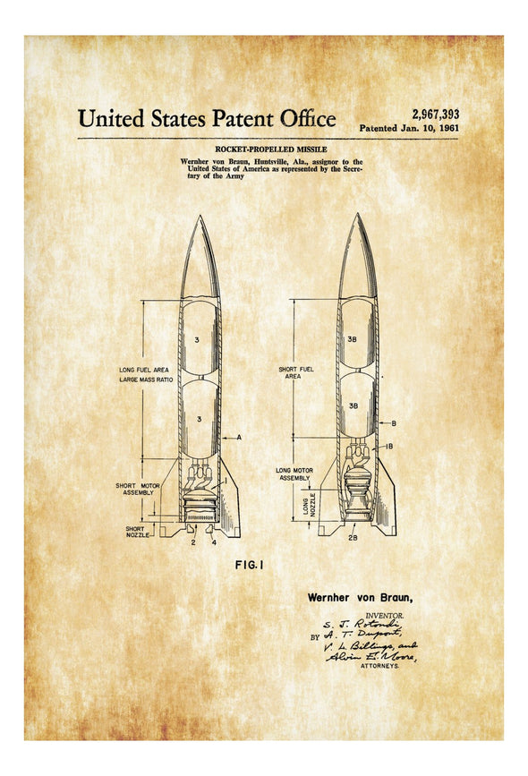 Missile Patent - Space Art, Space Poster, Space Program, Blueprint, Pilot Gift, Aircraft Decor, Rockets, Missiles, Space Exploration