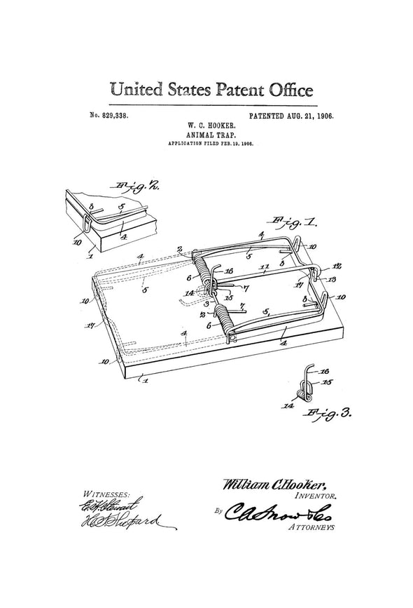 Mouse Trap Patent - Rat Trap, Animal Trap, Funny Gift